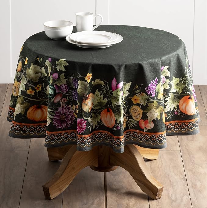 Maison d' Hermine Table Cloth Round Table 100% Cotton 63 Inches Fall Tablecloth - Image 9