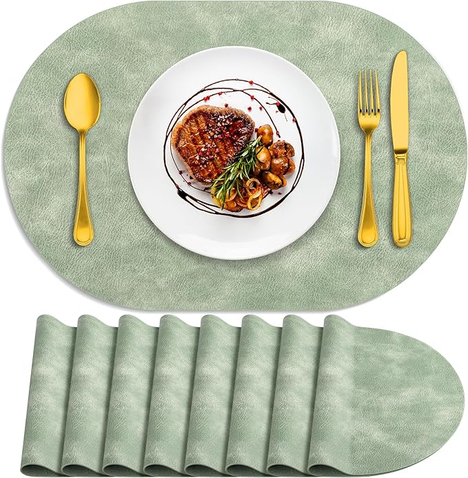 ADRIMER Placemats, Heat Resistant Oval Placemats Set of 8 Washable 12 x 17 Inch by Adrimersdreamistobeanindispensablecompanioninyourlife