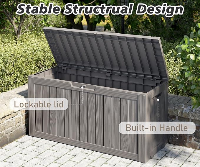 NUNU LAB 75 Gallon Outdoor Storage Box, Deck Box Resin Large Sturdy, Backyard - Image 3