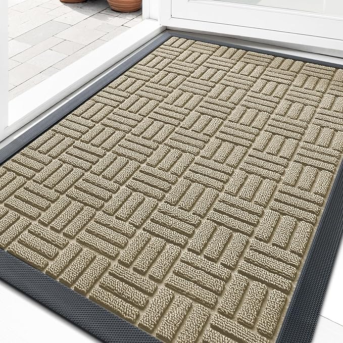 OLANLY Front Door Mat Outside Entrance 35x23, Heavy Duty Sturdy Natural Rubber by OLANLY