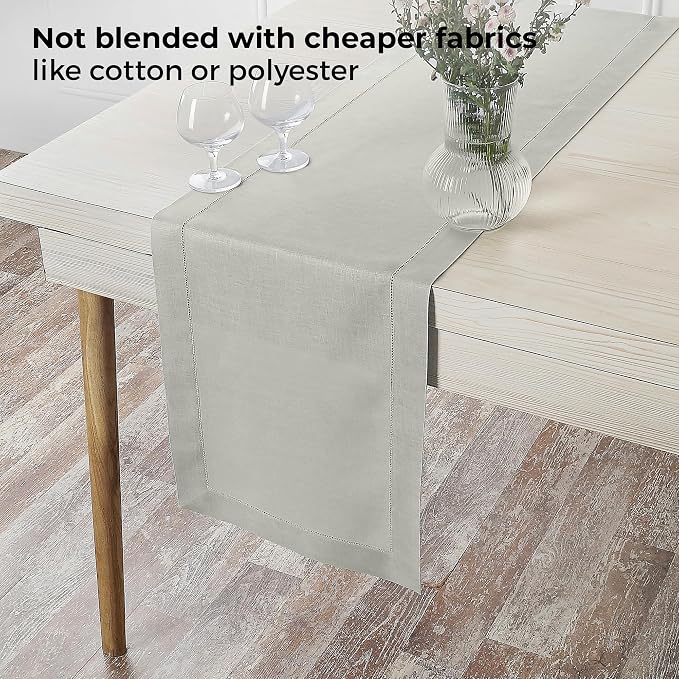 D'Moksha Homes Linen Silver Grey Table Runner 60 Inches - Image 5