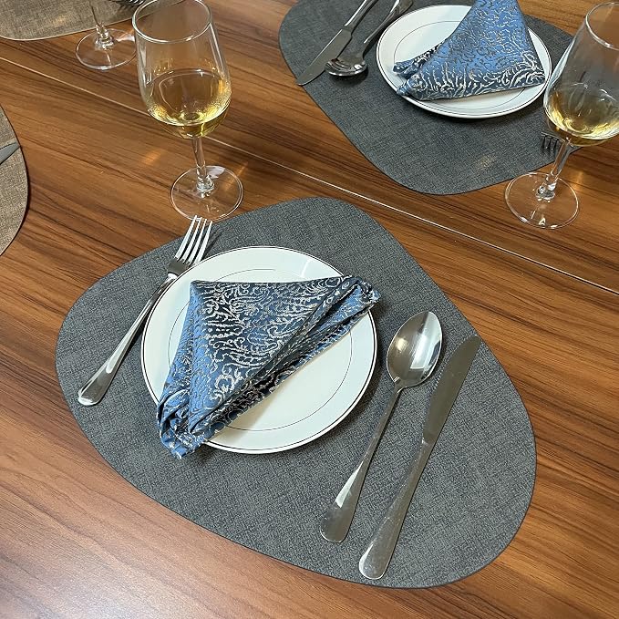 WAZAIGUR Washable Wipeable Waterproof Heat Resistant Faux Leather Placemats Set - Image 7