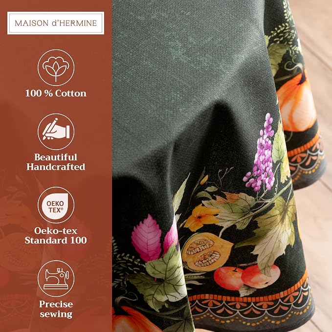 Maison d' Hermine Table Cloth Round Table 100% Cotton 63 Inches Fall Tablecloth - Image 2