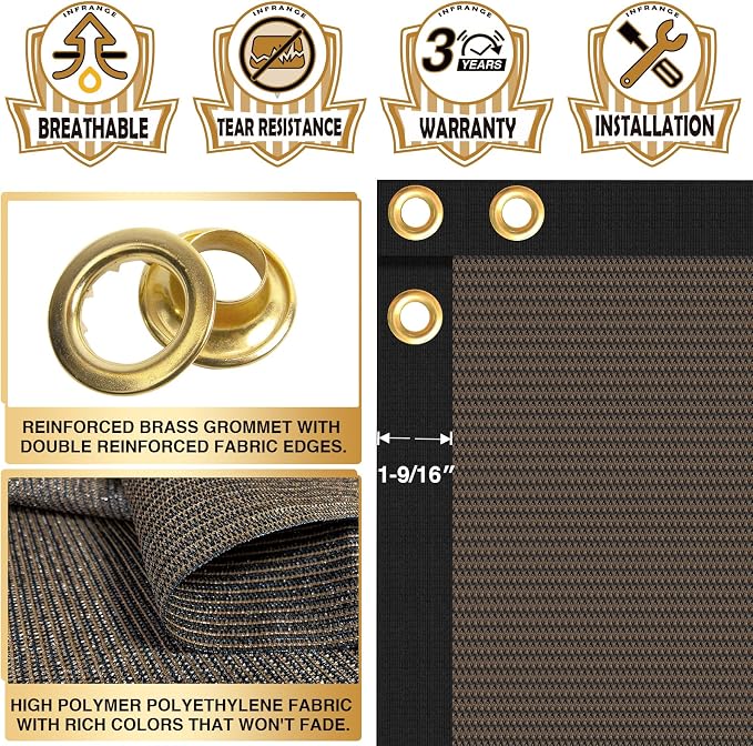 Privacy Fence Screen 8' x 50' Heavy Duty Mesh Windscreen Cloth Brown - Image 5