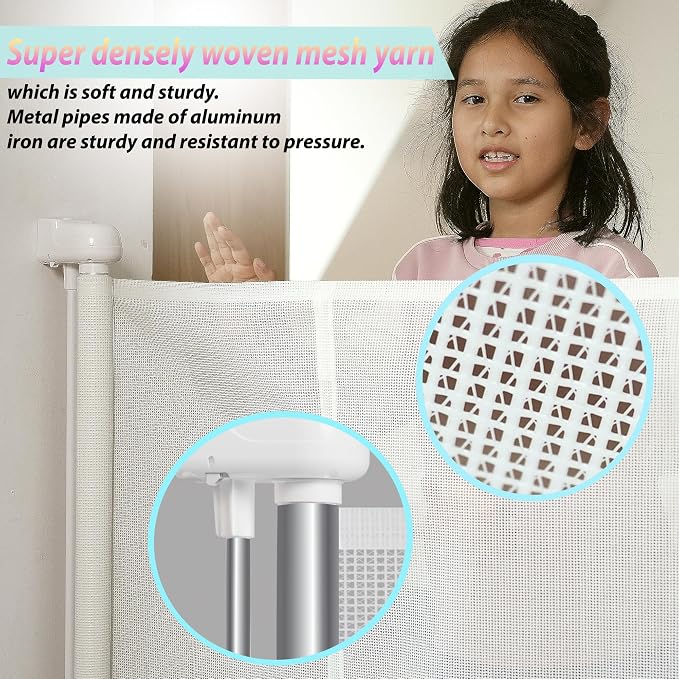 Retractable Baby Gates for Stairs, Child Safety Gates Mesh Gate - Image 4