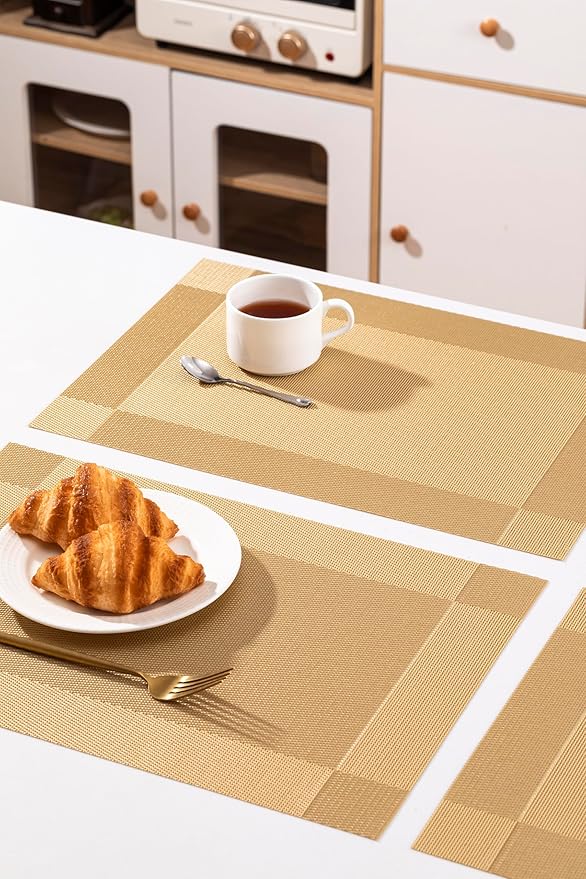 LEXMORE Placemats Set of 6 Vinyl/Plastic Woven Place Mats - Image 6