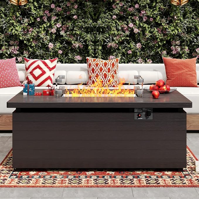 Sundale Outdoor 51 Inch Outdoor Fire Pit Table, 000BTU Rectangle Propane Fire by SundaleOutdoor