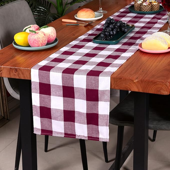 Tosewever Buffalo Check Plaid Farmhouse Table Runner, Cotton Polyester Blend - Image 3