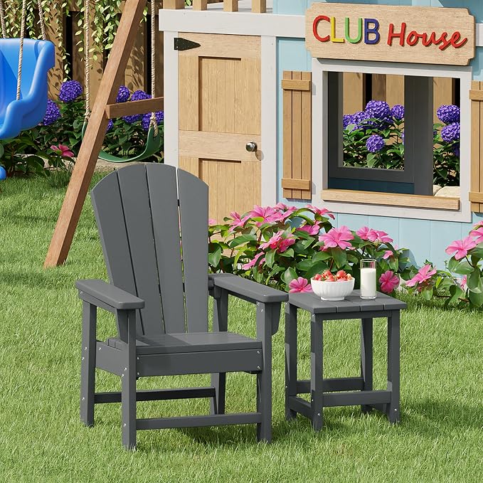 Costaelm Kids Outdoor Side Table, Small Patio HDPE Adirondack Square Table - Image 3