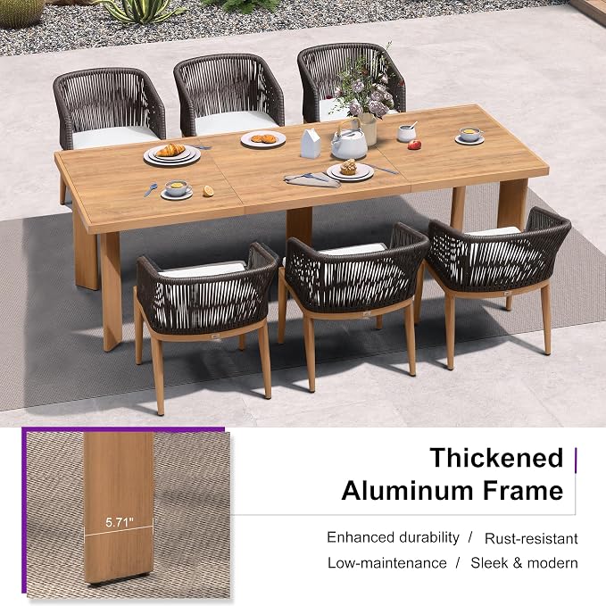 PURPLE LEAF Patio Dining Set 9 Pieces Furniture Set Aluminum Rattan Wicker - Image 6