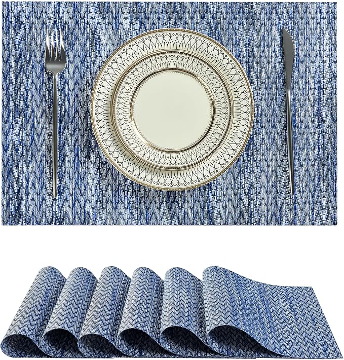 Leetaltree Blue Placemats Set of 6- Heat Resistant Non-Slip Place mats by Leetaltree-ArtatEveryTable