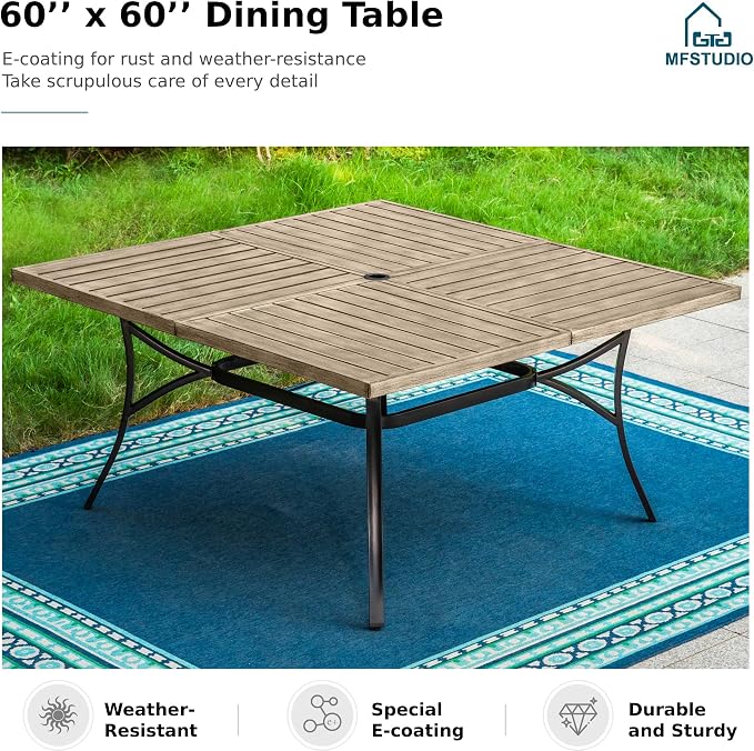MFSTUDIO Outdoor Dining Set for 8, Patio Table and Chairs Set - Image 3