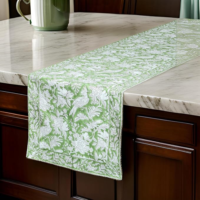 CPC Cotton Table Runner 16x90 Inch Block Printed Long Fall Table Runner - Image 2