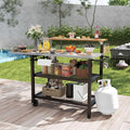 Sundale Outdoor Four-Shelf Grill Cart Table, Movable Stainless Metal Flattop by SundaleOutdoor