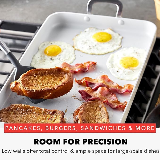 Griddle with Diamond Ceramic Nonstick, 18 x 11 Inch, Graphite
