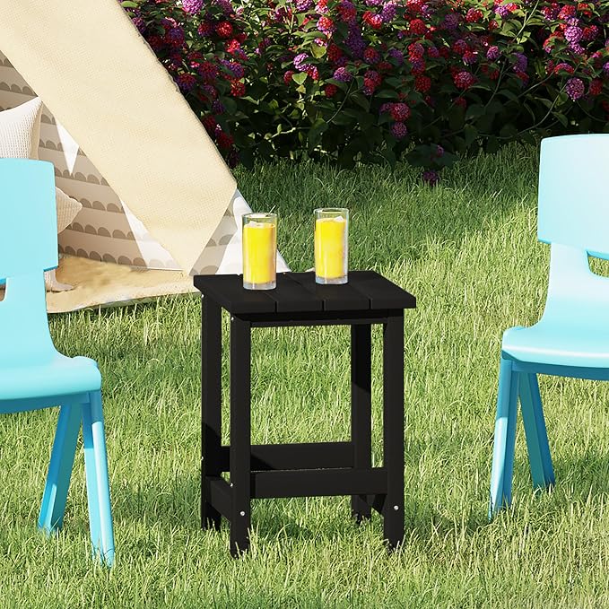 Costaelm Kids Outdoor Side Table, Small Patio HDPE Adirondack Square Table - Image 2