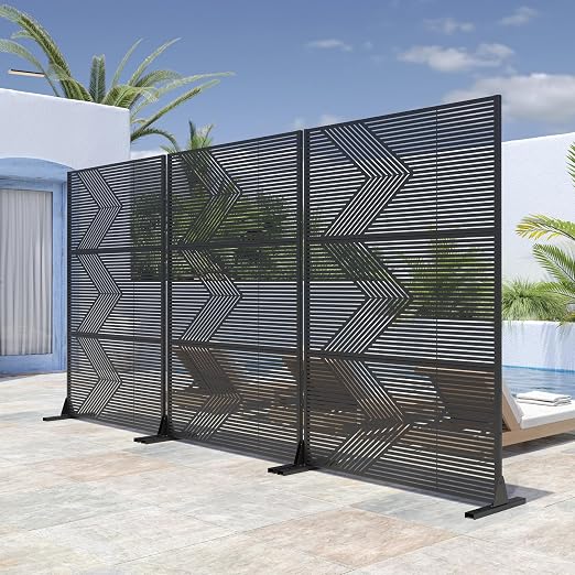 Casaphoria 72" H x 47" W Metal Outdoor Privacy Screen, Freestanding Decorative - Image 3