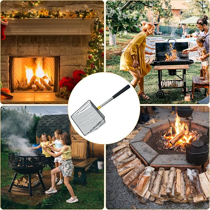 Hollow Out Fireplace Shovel Black Metal Coal Shovel Fireplace Ash Sifter - Image 7