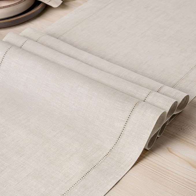 D'Moksha Homes Linen Light Natural Table Runner 108 Inches Long - Image 3