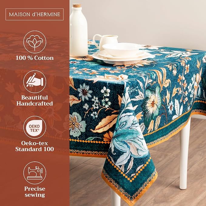 Maison d' Hermine Table Cloth Square Table 100% Cotton 60 x 60 Inches Fall - Image 2