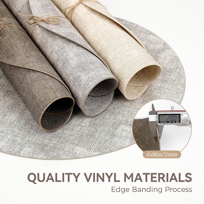 13" Round Placemats Set of 8, Reversible Faux Leather Heat Resistant Table Mats - Image 5