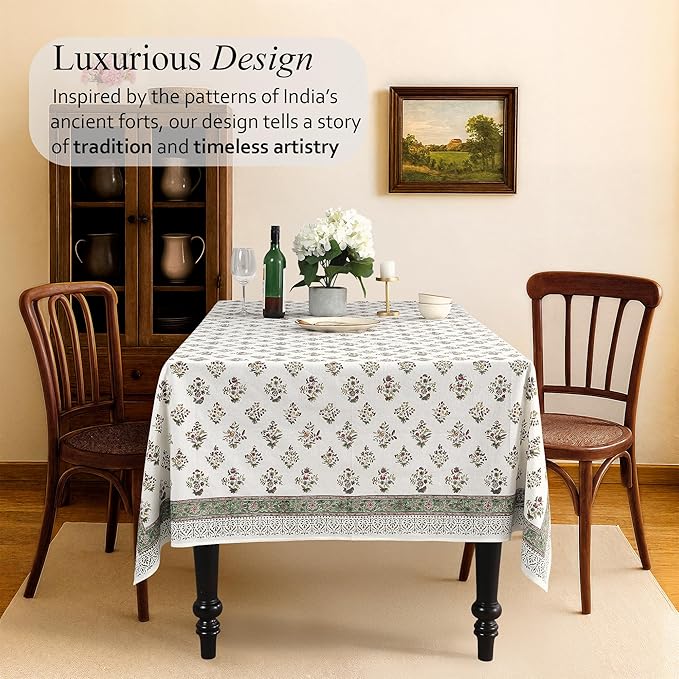 CPC Tablecloth 100% Cotton 60x60 Inch Indian Block Print Square Table Cover - Image 2