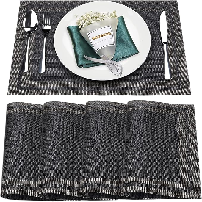 Placemats Set of 8, Vinyl Woven Non Slip Table Mats by BxzanDya-LifeSmartMaker
