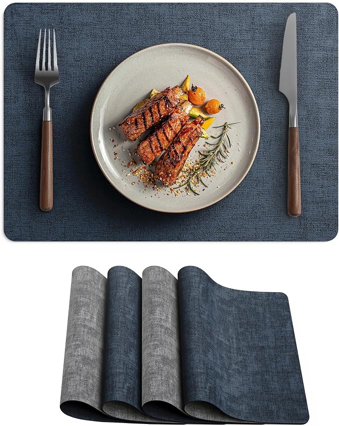 Faux Leather Vinyl Placemats Set of 4 Wipeable Heat Resistant Place Mats 100% by Unknown