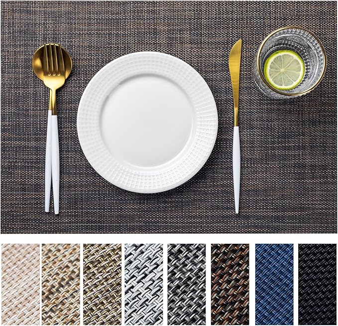 LEXMORE Placemats Set of 8 Vinyl/Plastic Woven Place Mats by lexmore