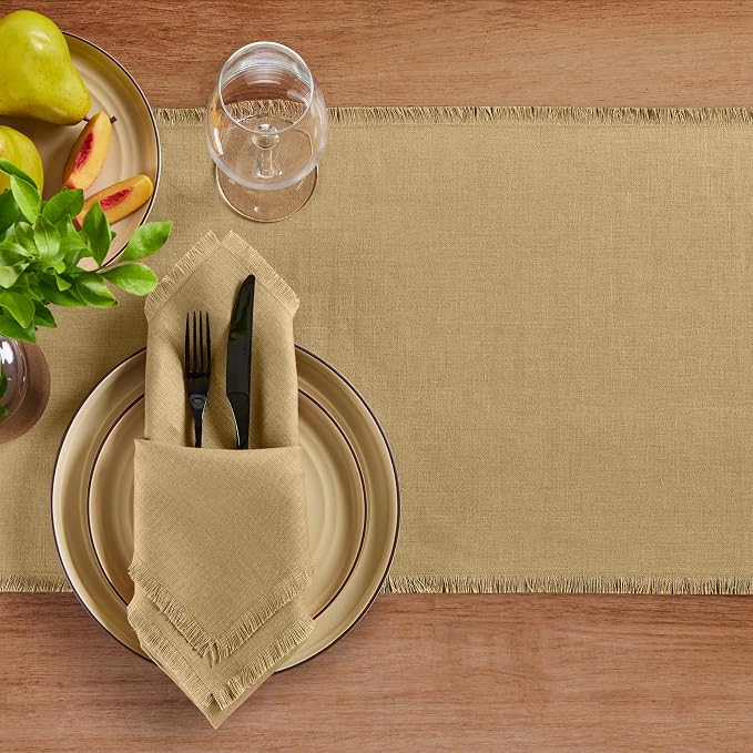 Solino Home Fringe Linen Table Runner 108 Inches Long - Image 3