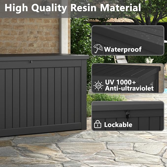 KAMABOKO 230 Gallon Outdoor Storage Box, Resin Deck Boxes Indoor and outdoor - Image 4