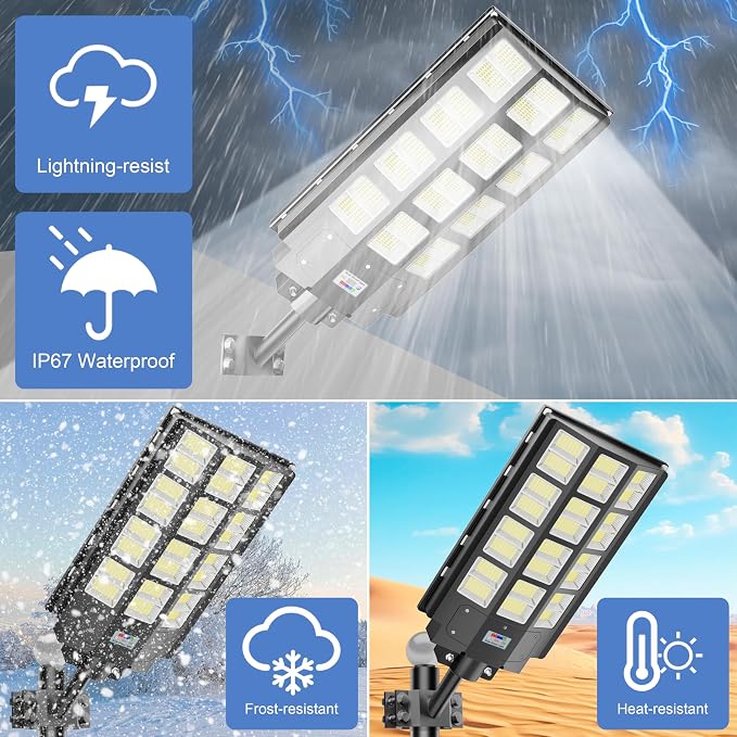 loyoele 9000W Solar Street Lights Outdoor 240000 Lumens Solar Flood Light - Image 4