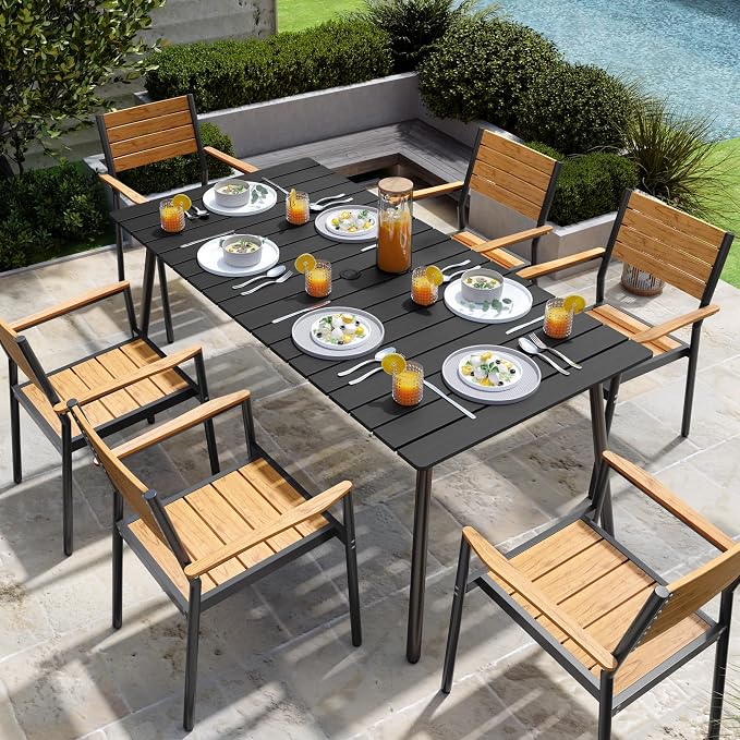 70" Patio Outdoor Dining Table for 6, Weather-Resistant Aluminum Frame - Image 9