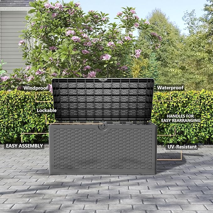 80 Gallon Pro Resin Deck Box, Waterproof Outdoor Storage Bin - Image 5
