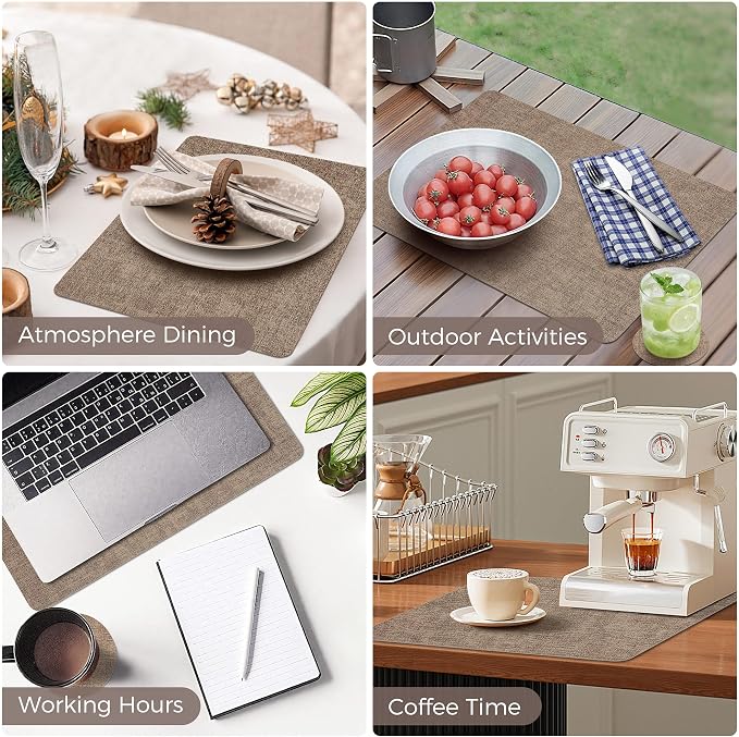 Vinyl Placemats Set of 8, Faux Leather Waterproof and Heat Resistant Place Mats - Image 6