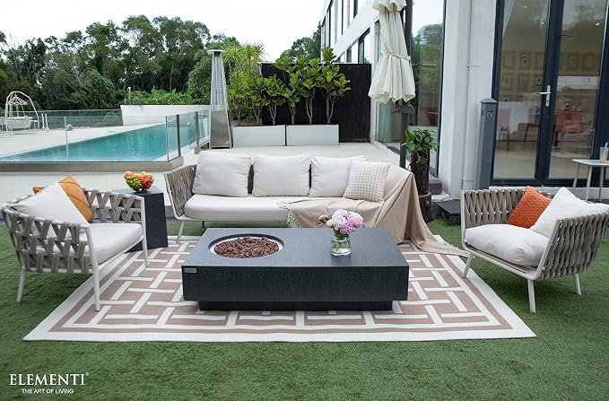 Elementi | Metropolis Gas Fire Pit Cast Concrete 56" Rectangular Fire Table - Image 7