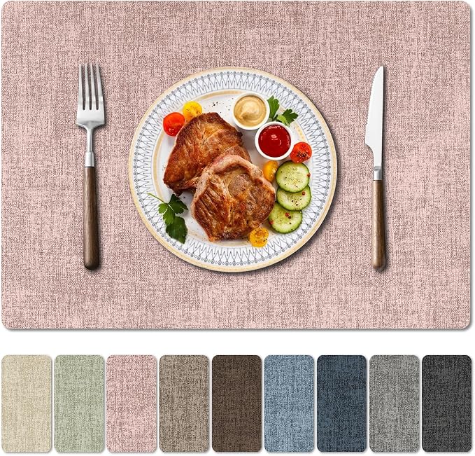 Faux Leather Heat Resistant Placemats Set of 8 – Waterproof Oilproof Wipeable by Unknown