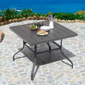 NUU GARDEN 37" Outdoor Patio Table, 4 Person Steel Slat Square Dining Table by NUUGARDENCORPORATION