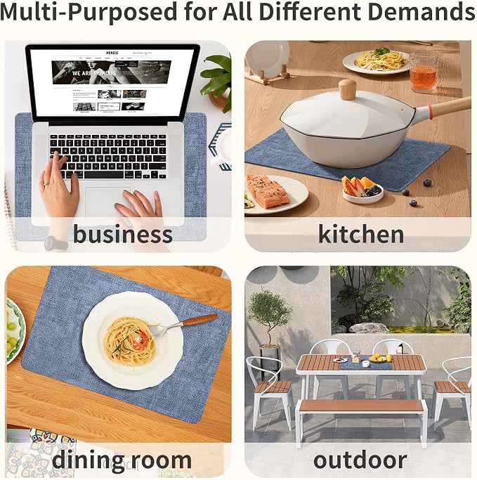Maxpearl Set of 8 Faux Leather Table Placemats – Heat Resistant, Waterproof - Image 7