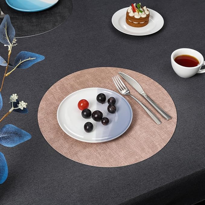 Myir JUN Round Placemats, Dual Sided Faux Leather Place Mats Set of 4 - Image 8