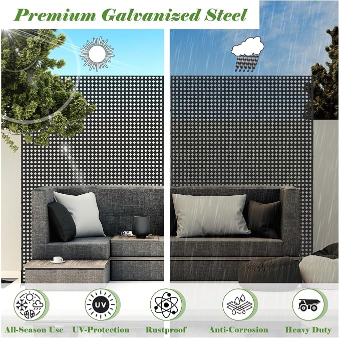 Domi Metal Privacy Screen, Freestanding Outdoor Indoor Divider 1 Piece - Image 5