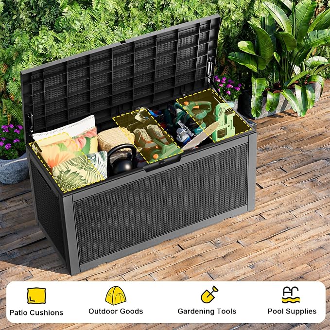 120 Gallon Deck Box, Resin Outdoor Storage Box - Image 5