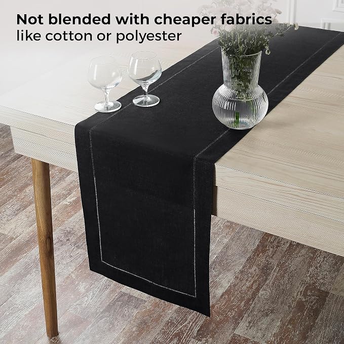 D'Moksha Homes Linen Black Table Runner 72 Inches Long - Image 5