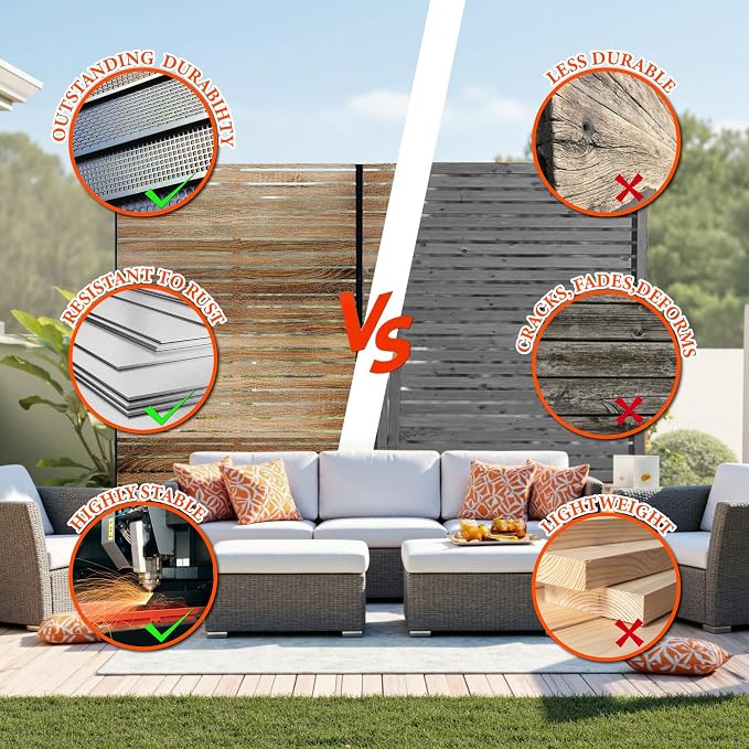 GarveeLife Metal Privacy Screen 72" h x 47" w, Outdoor Privacy Screens and - Image 5