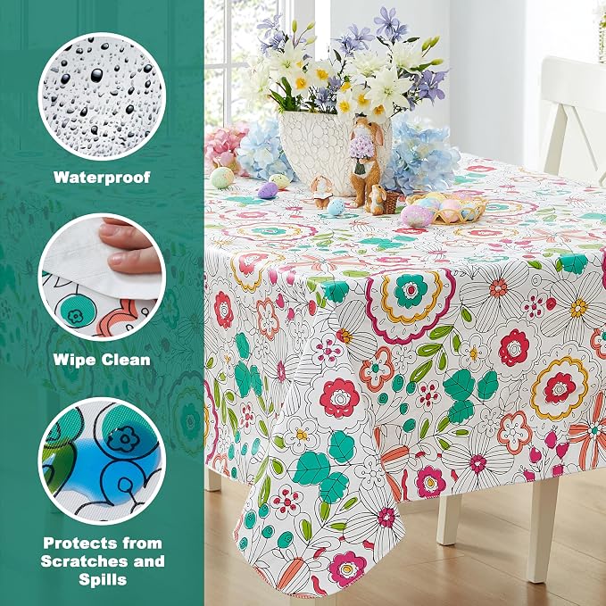 Newbridge Shabby Chic Lily Print 52 x 70 Inch Rectangle Vinyl Flannel Backed - Image 3