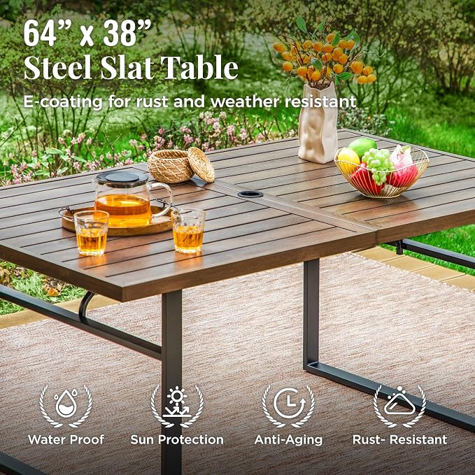 Outdoor Patio Dining Table for 6, Teak Rectangle Patio Table - Image 3