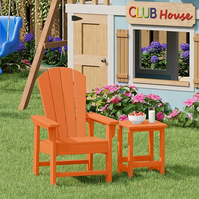 Costaelm Kids Outdoor Side Table, Small Patio HDPE Adirondack Square Table - Image 3