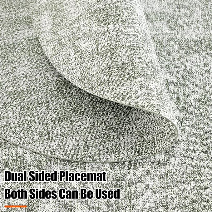 Homaxy Round Faux Leather Placemats and Coasters, Washable Dual-Side Table Mats - Image 3
