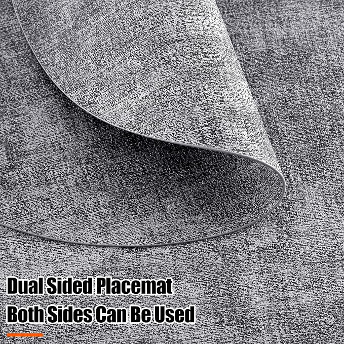 Homaxy Round Faux Leather Placemats and Coasters, Washable Dual-Side Table Mats - Image 3