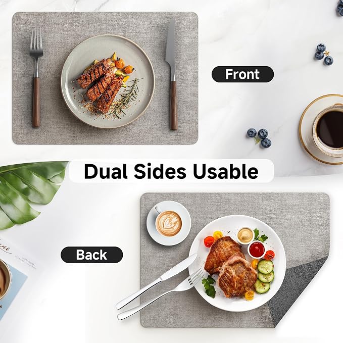 Faux Leather Vinyl Placemats Set of 4 Wipeable Heat Resistant Place Mats 100% - Image 6